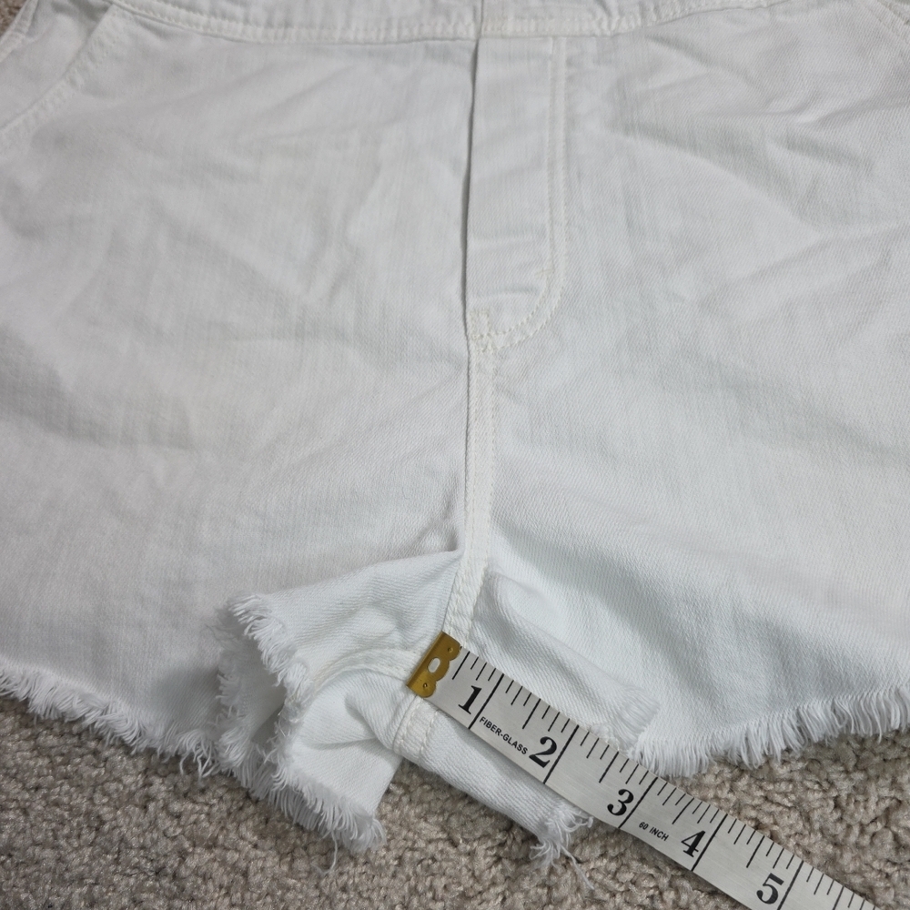 Aerie Jeans Cutoff Overalls Shortalls White Raw Hem Denim Women S/P - Picture 10 of 11